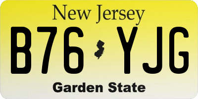 NJ license plate B76YJG