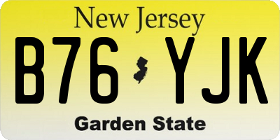 NJ license plate B76YJK