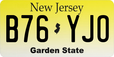 NJ license plate B76YJO
