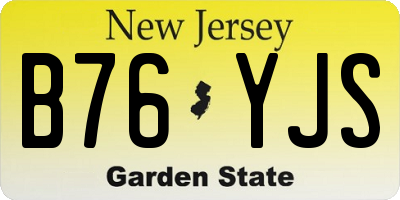 NJ license plate B76YJS