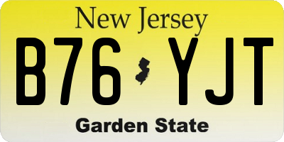 NJ license plate B76YJT