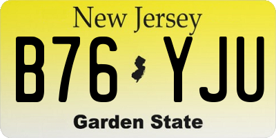 NJ license plate B76YJU