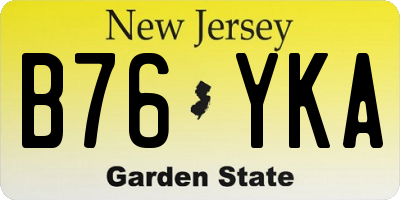 NJ license plate B76YKA