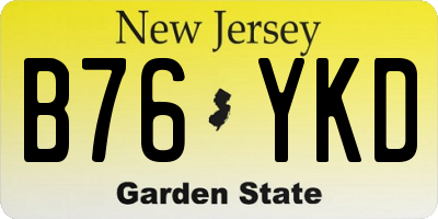 NJ license plate B76YKD