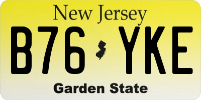 NJ license plate B76YKE