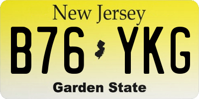 NJ license plate B76YKG