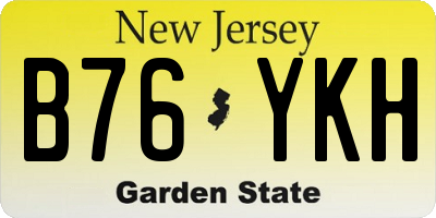 NJ license plate B76YKH