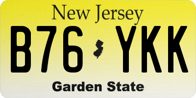 NJ license plate B76YKK