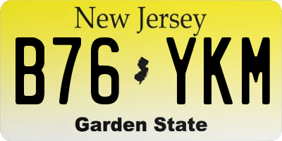NJ license plate B76YKM