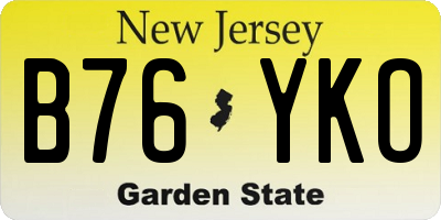 NJ license plate B76YKO