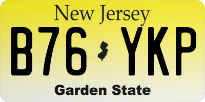 NJ license plate B76YKP