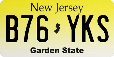 NJ license plate B76YKS