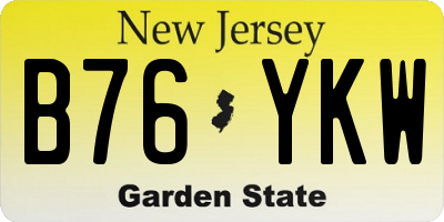 NJ license plate B76YKW