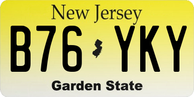 NJ license plate B76YKY