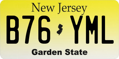 NJ license plate B76YML