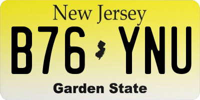 NJ license plate B76YNU