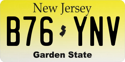 NJ license plate B76YNV