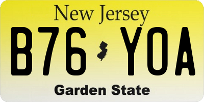 NJ license plate B76YOA