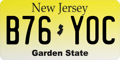 NJ license plate B76YOC