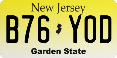 NJ license plate B76YOD