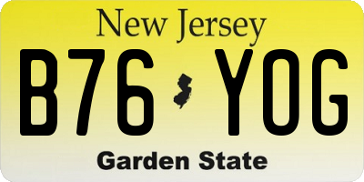 NJ license plate B76YOG
