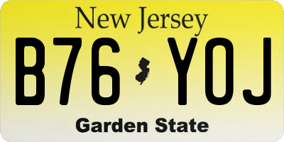 NJ license plate B76YOJ