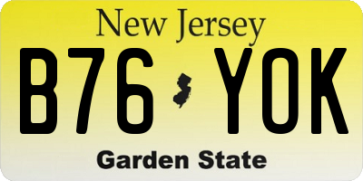 NJ license plate B76YOK