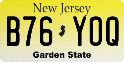 NJ license plate B76YOQ