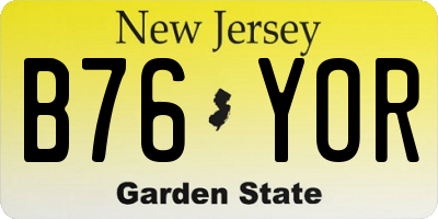 NJ license plate B76YOR