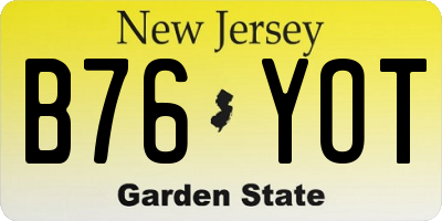 NJ license plate B76YOT