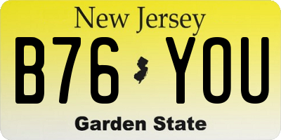 NJ license plate B76YOU