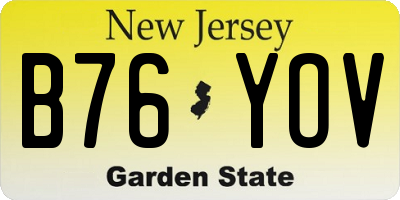 NJ license plate B76YOV