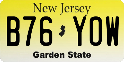 NJ license plate B76YOW