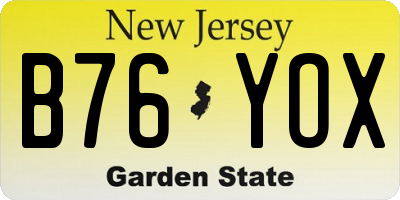 NJ license plate B76YOX