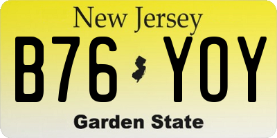 NJ license plate B76YOY