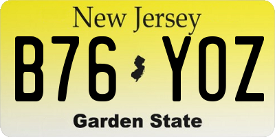 NJ license plate B76YOZ