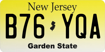 NJ license plate B76YQA