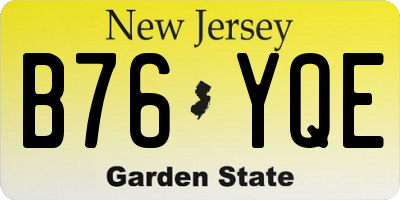 NJ license plate B76YQE
