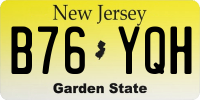 NJ license plate B76YQH