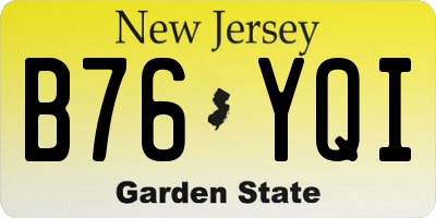 NJ license plate B76YQI