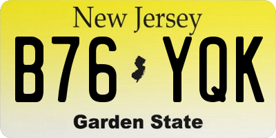 NJ license plate B76YQK