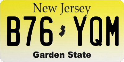 NJ license plate B76YQM