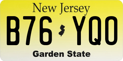 NJ license plate B76YQO