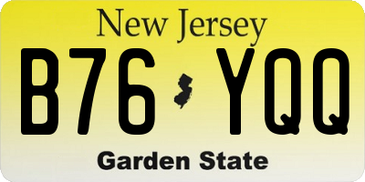 NJ license plate B76YQQ