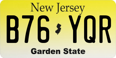 NJ license plate B76YQR