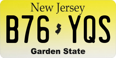NJ license plate B76YQS
