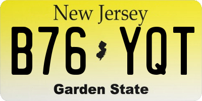 NJ license plate B76YQT