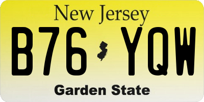 NJ license plate B76YQW