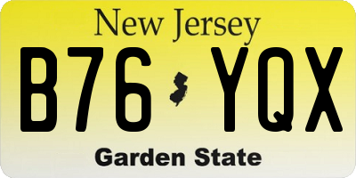NJ license plate B76YQX