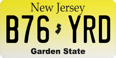 NJ license plate B76YRD